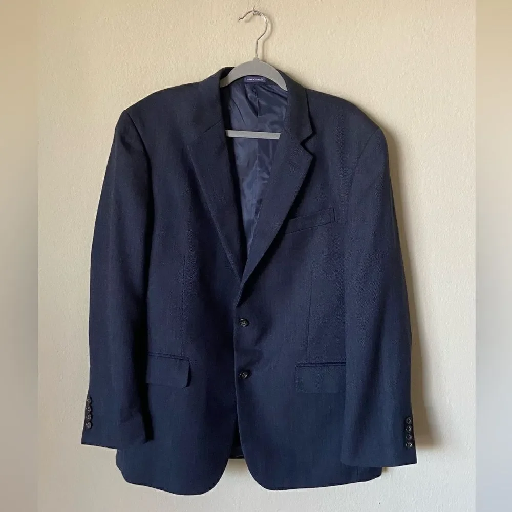 Stafford Merino Wool Dark Blue Blazer Classic Size 44L